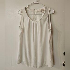 LOFT Women's Cream Sleeveless Blouse